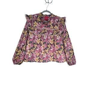 MARIE BY VICTORIA DUNN Elle Teaberry Blouse in Pink/Purple Size Small